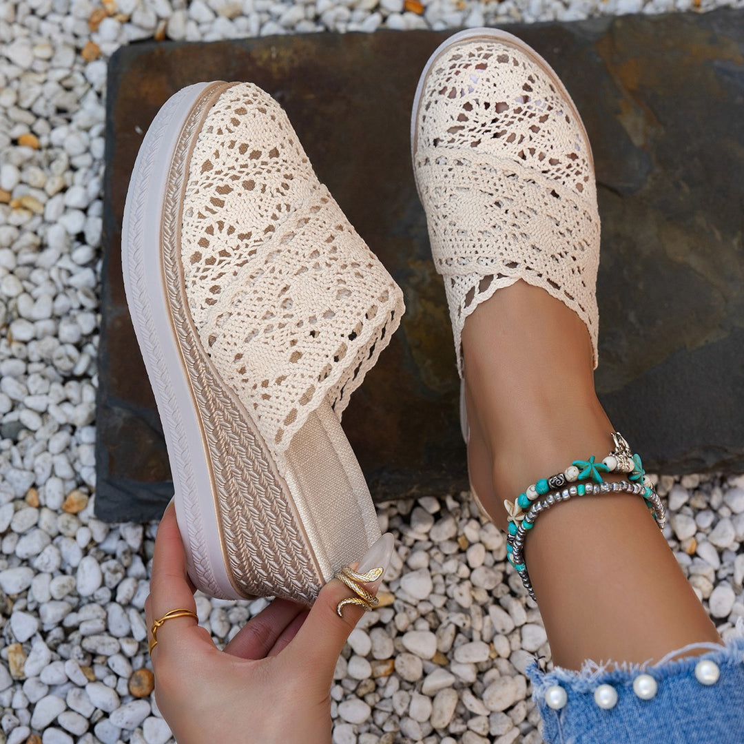 Damen Komfortable und stilvolle Clogs mit Spitzenmuster R&B