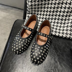Damen Ballerinas mit elegantem Strassbesatz und Riemchen