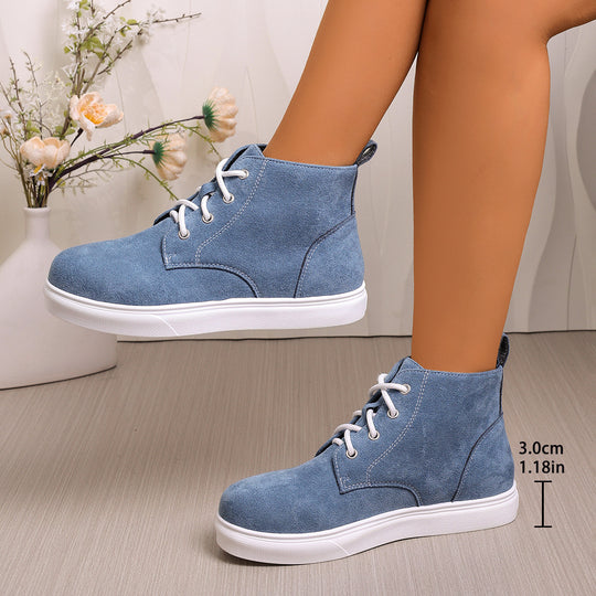 Damen Modische Schnür-Stiefeletten aus weichem Veloursleder mit rutschfester Sohle R&B