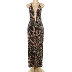 Damen Sexy Maxikleid mit tiefem Ausschnitt und Spitzenträgern R&B