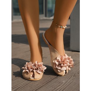 Damen Flauscher Pantoletten mit floralen Applikationen R&B