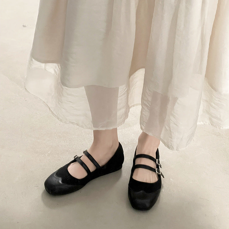Damen Ballerinas mit doppeltem Riemen und elegantem Design R&B