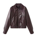 Damen Kunstlederjacke im lässigen Biker-Stil mit praktischen Taschen und elastischem Bund R&B