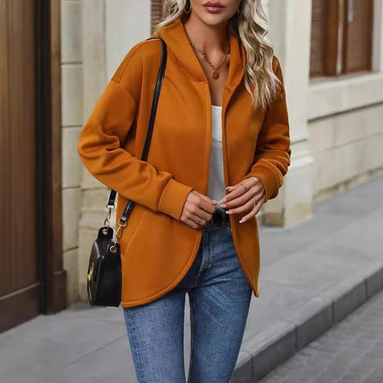 Damen gemütlicher Kapuzenmantel mit lässigem Schnitt und weichem Material R&B