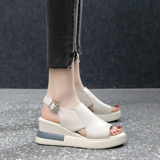 Damen Offene Wedge-Sandalen mit verstellbarem Riemendesign R&B