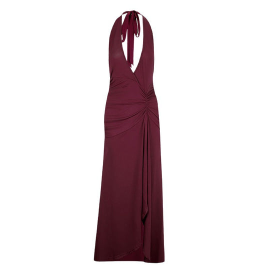 Damen Elegantes Halterkleid mit tiefem V-Ausschnitt und raffinierten Drapierungen R&B