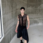 Herren modisches ärmelloses Oberteil mit transparentem Design und raffinierten Details R&B