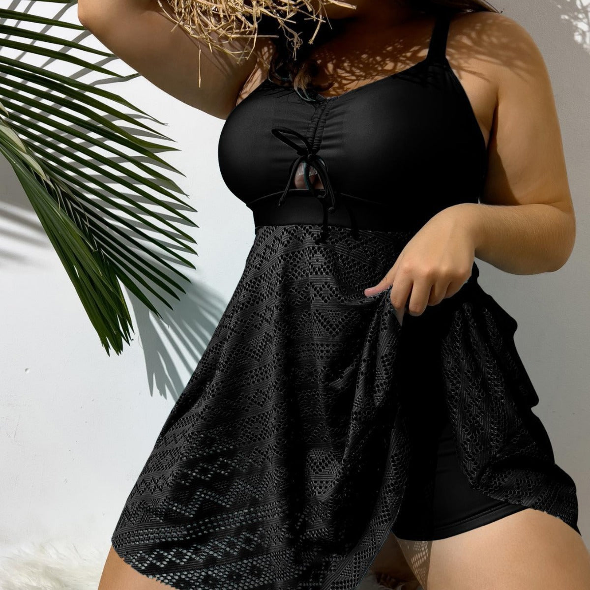 Damen Badeanzug mit modischem Wickelrock R&B
