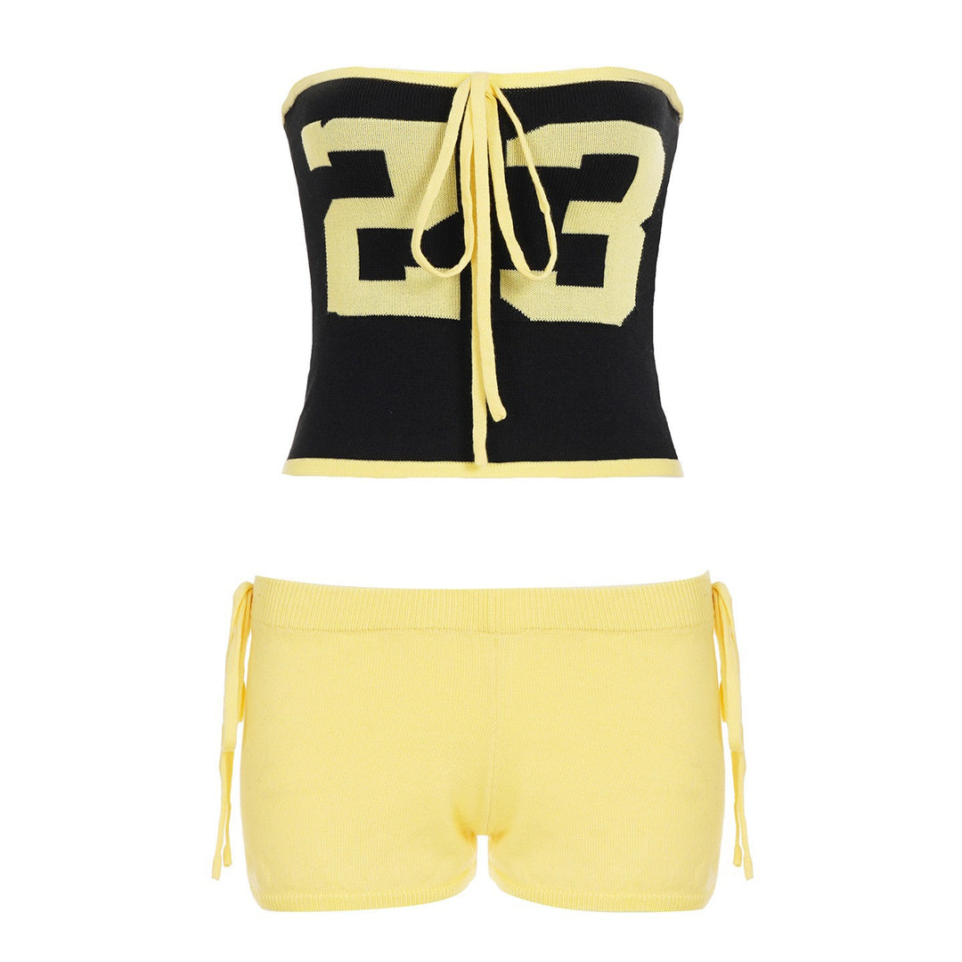 Damen Sportliches Bandeau-Top mit trendiger Mini-Shorts R&B