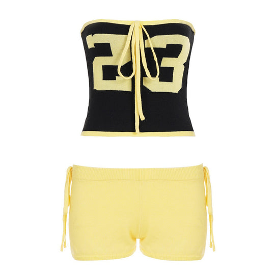Damen Sportliches Bandeau-Top mit trendiger Mini-Shorts R&B