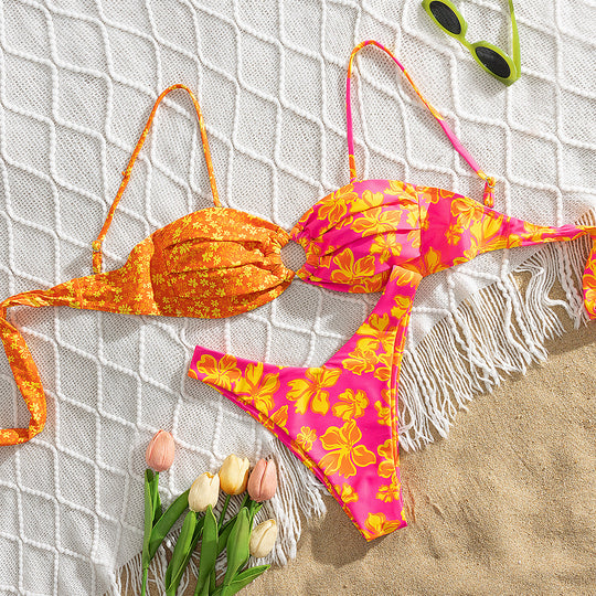 Damen Triangel-Bikini mit floralen Mustern R&B