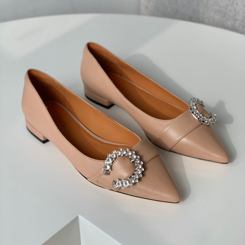 Damen Elegante Ballerinas mit funkelndem Schmuck-Detail