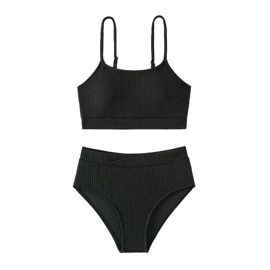 Damen Hochtailliertes Bikini-Set mit modischem Rippendesign R&B