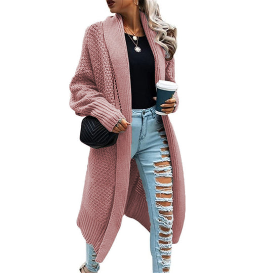 Damen Strickmantel im urbanen Look mit offenem Schnitt und strukturierter Textur R&B