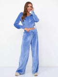 Damen Luxuriöses Fleece-Loungewear-Set mit Kapuze und lockerer Passform R&B