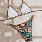 Damen Triangel-Bikini mit animalischem Druck R&B