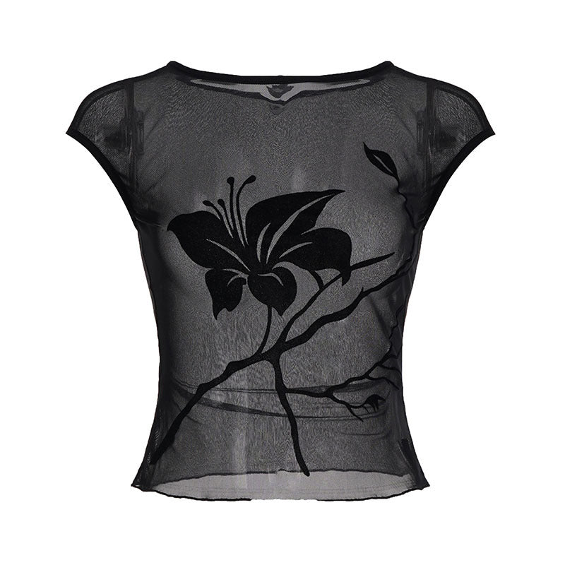 Damen atmungsaktives Netzoberteil mit floralem Design R&B
