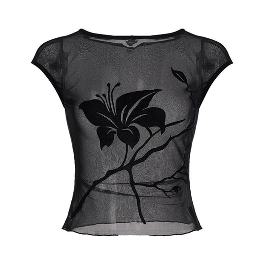 Damen atmungsaktives Netzoberteil mit floralem Design R&B