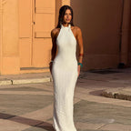 Damen elegantes Wickelmaxikleid mit hochgeschlossenem Design R&B