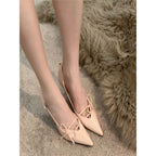 Damen elegante Slingback Pumps mit zarten Schleifenverzierungen R&B