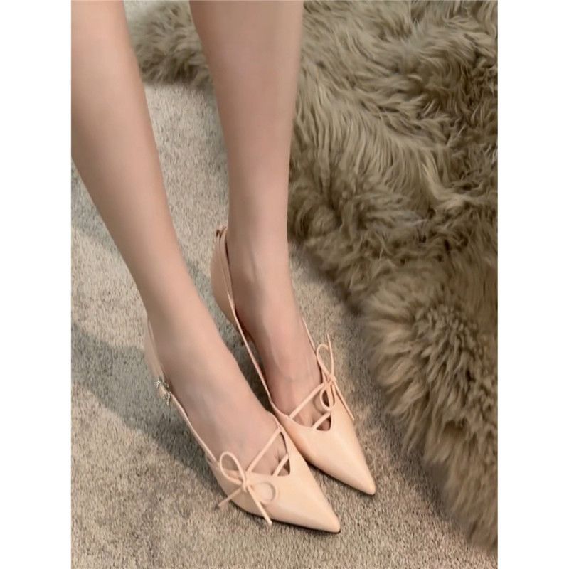 Damen elegante Slingback Pumps mit zarten Schleifenverzierungen R&B