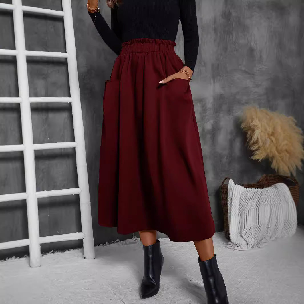Damen Luftiger Midirock mit elastischem Bund und praktischen Taschen R&B