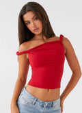 Damen Off-Shoulder Crop-Top mit modischen Raffungselementen R&B