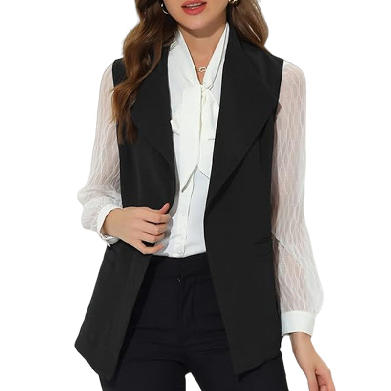 Damen eleganter taillierter Weste mit schicker Gürtelakzent R&B