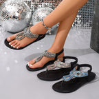 Damen Flache Sandalen mit funkelndem Design und verzierten Riemen R&B