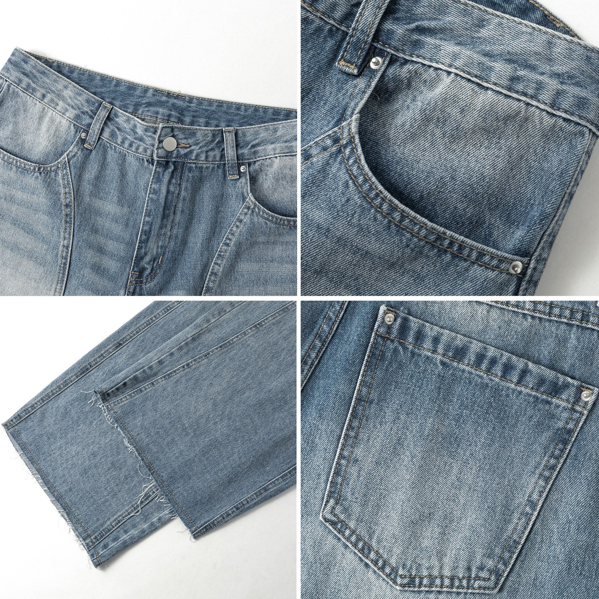 Damen Weitgeschnittene Jeans mit hohem Bund und integriertem Gürtel R&B