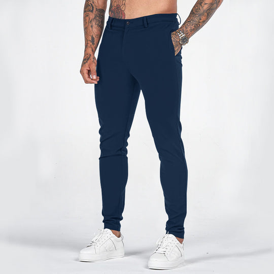 Herren elegante Slim-Fit Chinohose mit elastischem Bund und praktischen Taschen R&B