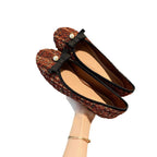 Damen Ballerina mit trendigem Tweed-Obermaterial und elegantem Perlenakzent