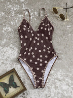Damen Einteiler Badeanzug mit floralem Muster R&B