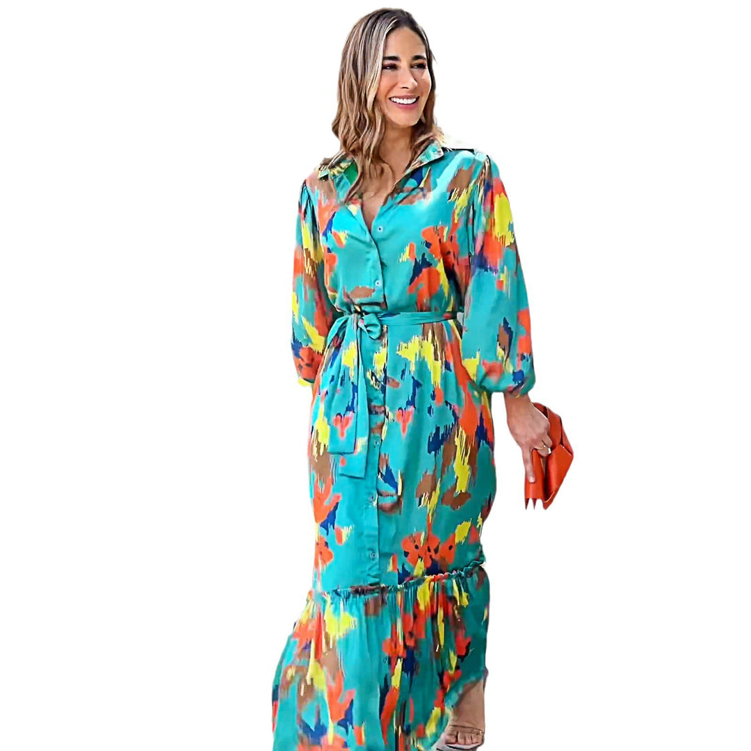Damen Maxikleid mit floralen Effekten und eleganter Passform R&B