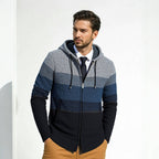 Herren Designermantel mit Kapuze und strukturiertem Strickmuster R&B