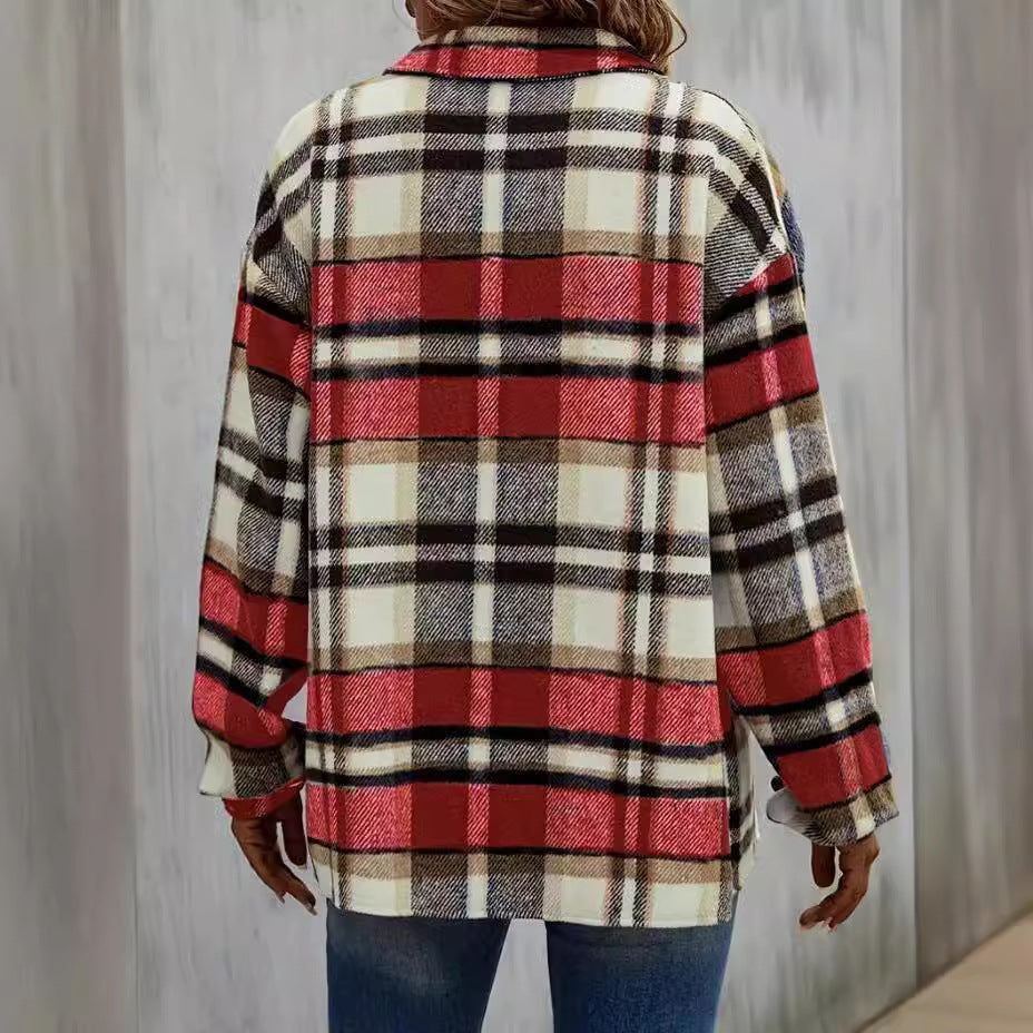 Damen lässige Karomuster Hemdjacke R&B