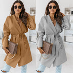 Damen Oversized Morgenmantel mit Gürtel und breiten Ärmeln R&B
