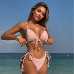 Damen Triangel-Bikini mit verspielten Schleifen R&B