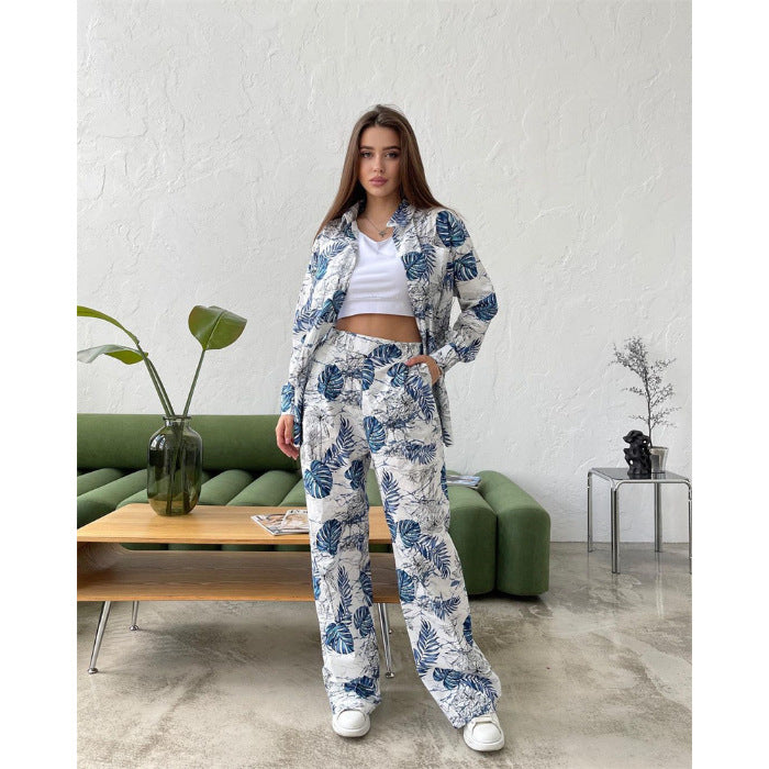Damen lässiges Freizeit-Lounge-Set mit floralem Muster R&B