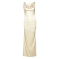 Damen Elegantes Satin-Maxikleid mit asymmetrischem Oberteil und fließendem Schnitt R&B