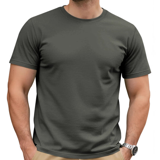 Herren nan Basic Kurzarm-T-Shirt aus hochwertigem Baumwollmix mit Rundhalsausschnitt, flachen Nähten und Regular Fit R&B