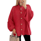 Damen oversized Strickjacke mit Knopfverschluss R&B