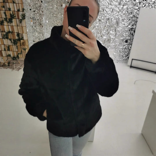Damen Fleecejacke mit hohem Kragen und seitlichen Eingrifftaschen R&B