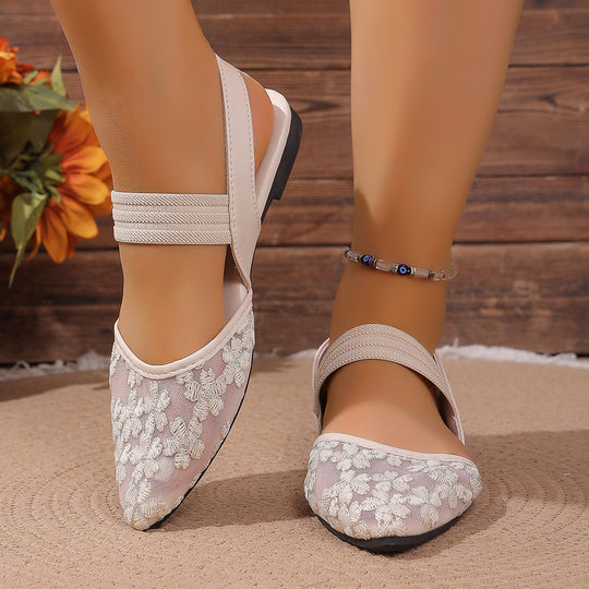 Damen Elegante und filigrane Ballerinas mit floralem Design R&B