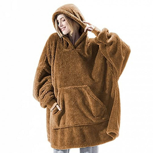 Damen Kuschelige Oversize-Hoodiejacke aus Fleece mit Kängurutasche R&B