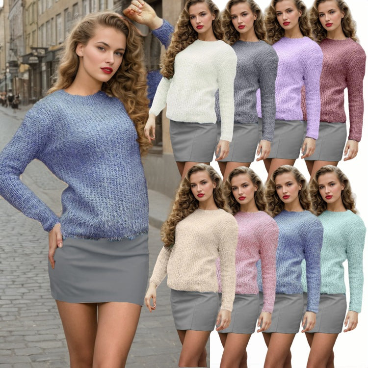 Damen lockerer Strickpullover mit modischer Textur und lässigem Schnitt