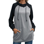 Damen lässiger Kapuzenpullover mit Taschen und sportlichem Raglan-Schnitt