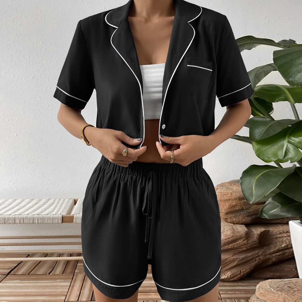 Damen lässiges Kurzarm Schlafanzug Set mit elastischem Bund R&B