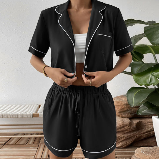 Damen lässiges Kurzarm Schlafanzug Set mit elastischem Bund R&B