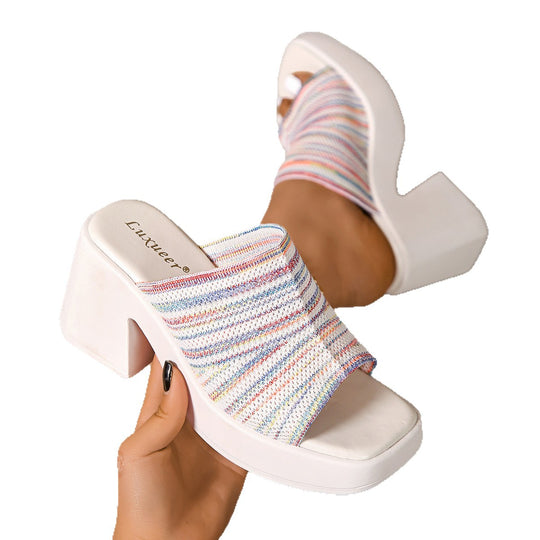 Damen Plateausandalen mit gepolsterter Sohle und modischem Punktedesign R&B